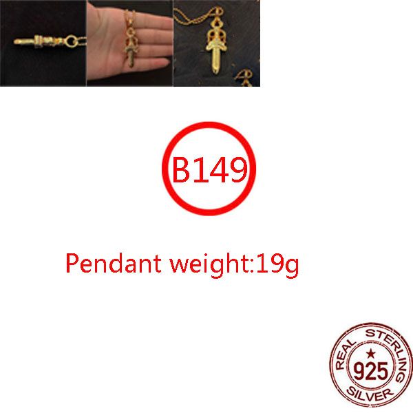 

b149 s925 sterling silver pendant personalized punk style retro hip hop simple gold plated sacred sword letter shape gift for lovers