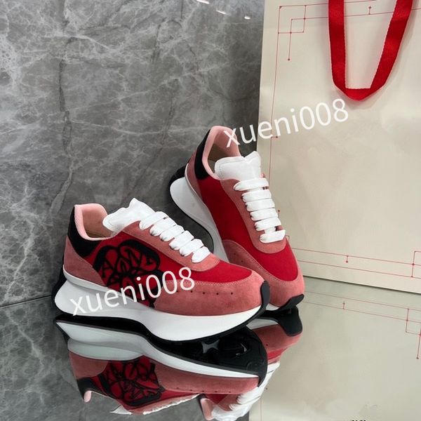 

womens casual shoes calfskin banded sneaker white black blue grey designer sneaker luxury trainers low fashion mens women sneakers, Red;white