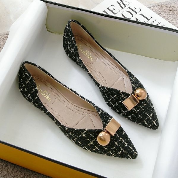 

dress shoes women's flat shoes black almond flat shoes suitable for women's daily use ol work shoes pointed toe size 31-46 metal d