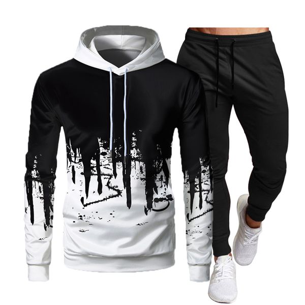 

men s tracksuits tracksuit set hoodie pants autumn winter fleece warm sportwear homme streetwear suit men clothing 230330, Gray