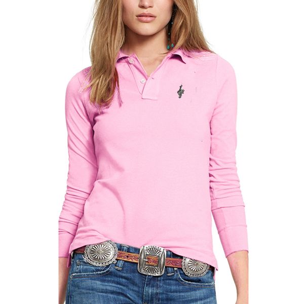 

women's polos spring lapel 100 cotton long sleeve shirt casual golf professional slim stretch 230330, White