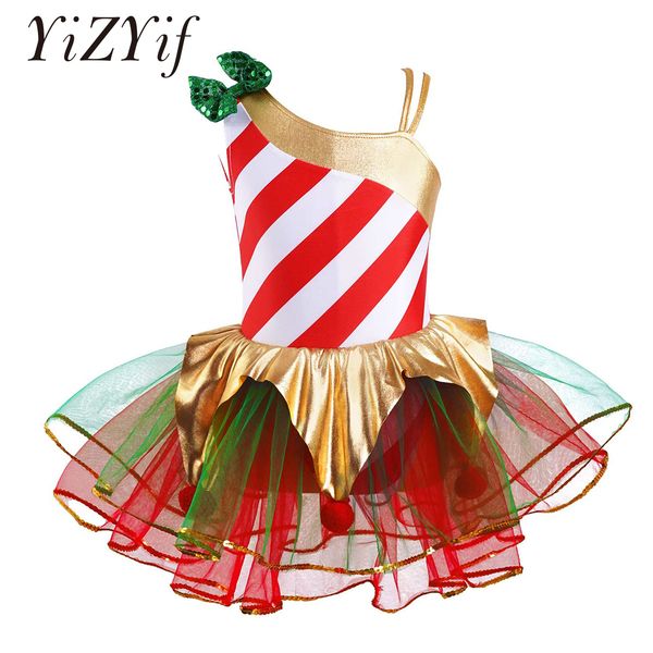 

dancewear kids little girls elf christmas dress sequin stripes carnival festival santa cosplay costume ballet leotard tutu dress dancewear 2, Blue