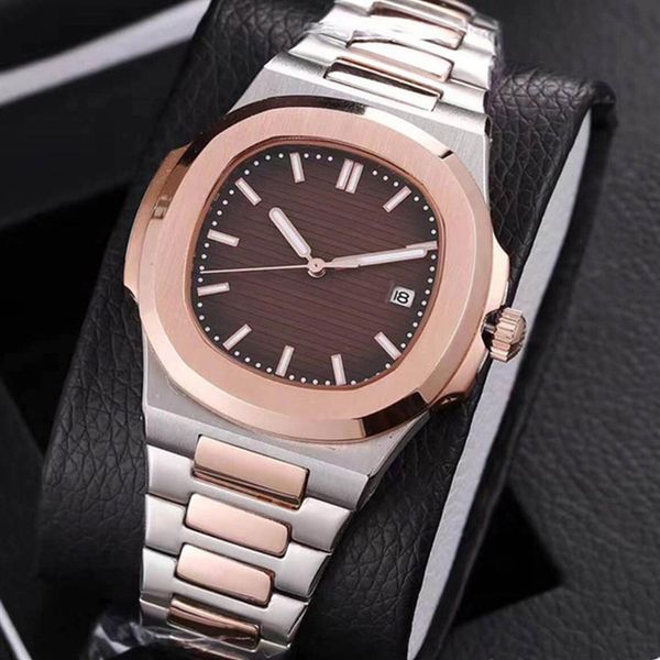 

2021 new 11 colors mens luxury watch automatic movement glide sooth second hand sapphire glass silver and gold wristwatch2355, Slivery;brown
