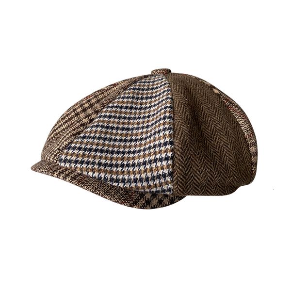 

berets autumn winter caps for men women sboy hats vintage splicing octagon cap casual gatsby flat hat blm363 230330, Blue;gray