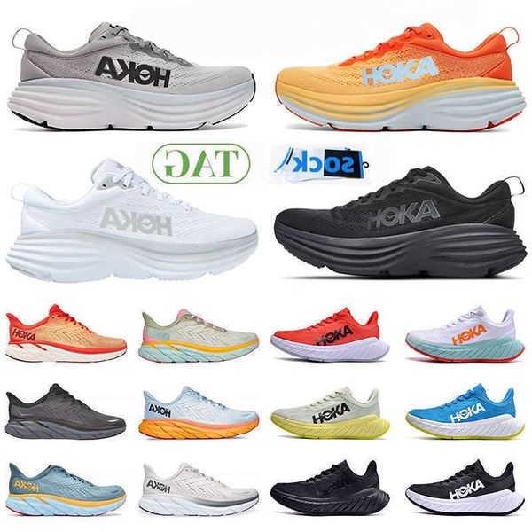 

shoes outdoor &sandals hoka bondi 8 running hokas one black white sports carbon x2 clifton 8 lightweight shock absorption amber sneakers wom
