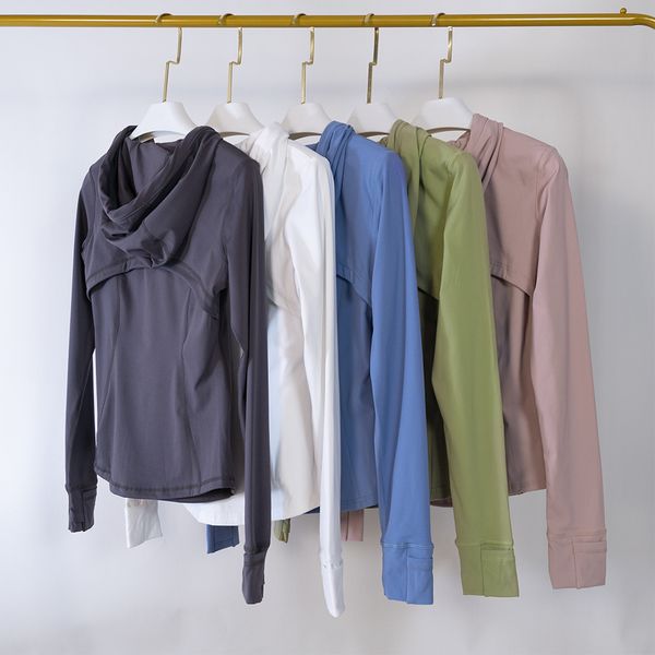 

yoga wear hooded women's track jacket outerwear solid color brushed hooded workout hoodie, Black