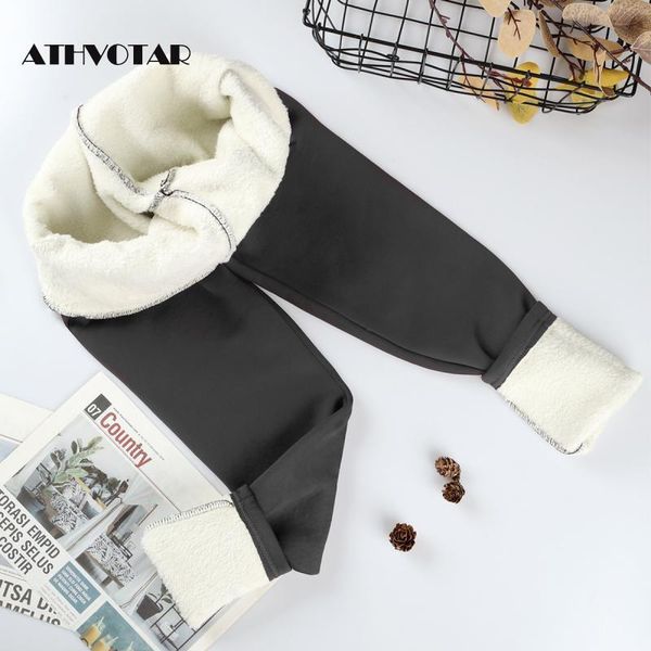 

leggings athvotar winter leggings women casual high waist thick velvet cashmere cold female warm thermal wool fleece leggings pants, Black