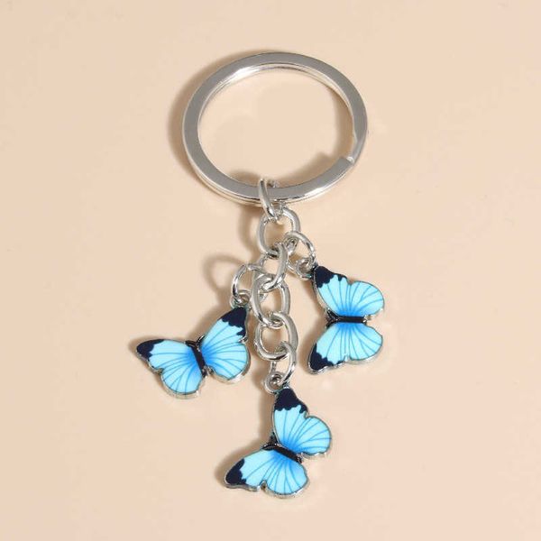 

key rings cute keychain colorful butterfly key ring enamel flying animals key chains for women girls handbag accessorie handmade jewelry aa2, Slivery;golden