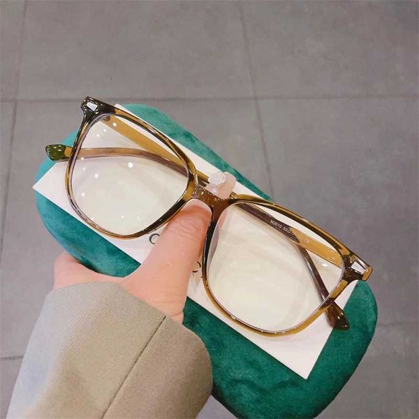 

designer glasses cold tea colored glasses for men and women with myopia can be equipped blue light proof plain face large frames that show s, White;black