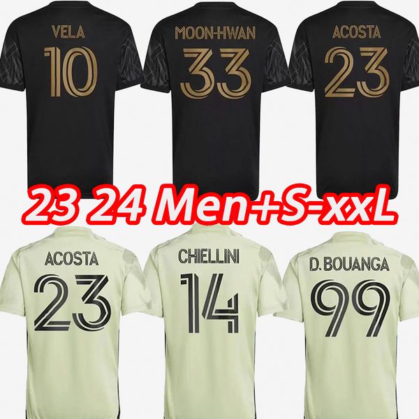 

2023 2024 lafc away vela soccer jerseys 23 24 fan and player version chiellini acosta d bouanga kaye rossi los angeles fc men kids kits foot, Black;yellow