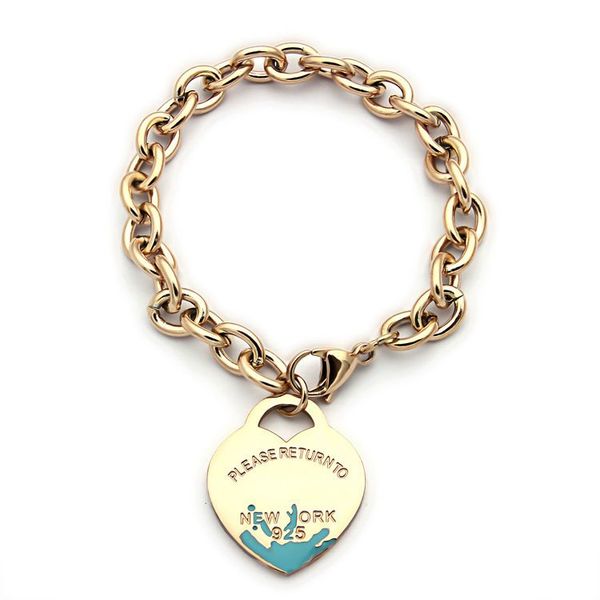 

womens heart peach bracelets chain designer jewelry chain drip oil bracelet full brand as wedding christmas gift tiffan, Black