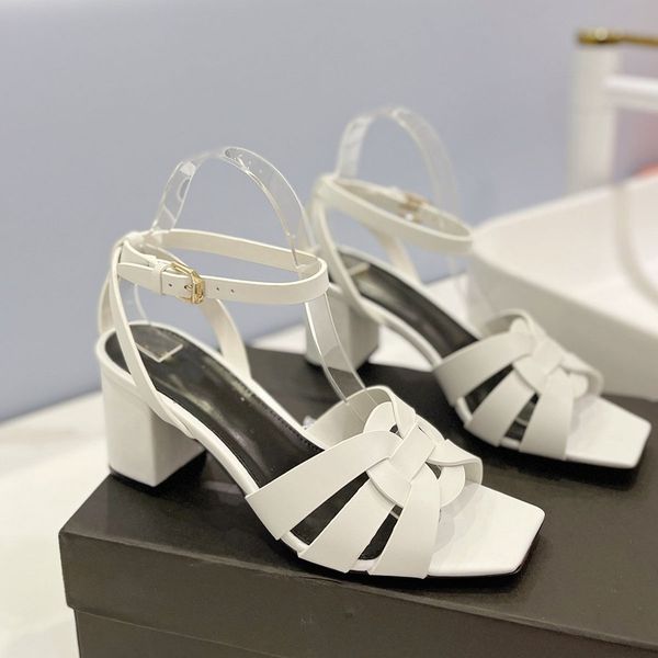

tribute woven sandals heeled chunky block heels square open-toe shoes women's luxury designers leather outsole party evening shoes 65mm, Black
