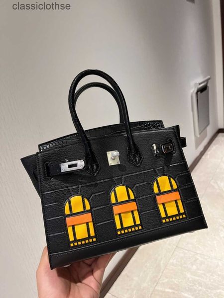 

original edition designer herms briks bags online store 2023 new french style extreme night snow house bag sewn outside the ep leather with