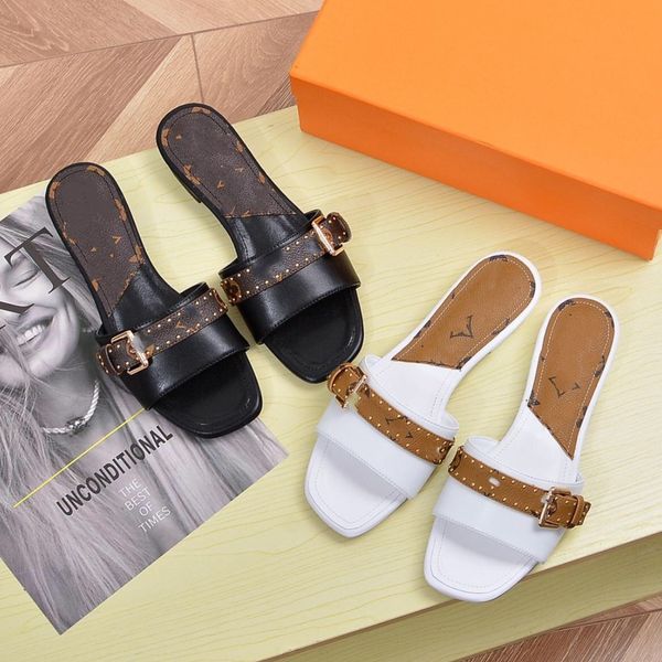 

designer monograms slippers women platform designer sandals paris branded logo mule slides trend flip flops leather summer flats high heels, Black