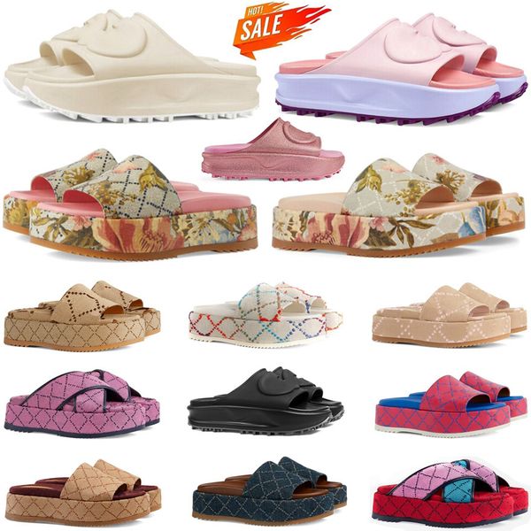 

luxury designer womens embroidery style slippers famous womens sandal sliders macaron non-slip thick soft bottom fashion g house slipper bea, Black