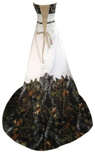 

2020 new camo wedding dresses a line beaded laceup backless sweetheart embroidery court train camo bridal gowns plus size real im7637719, White