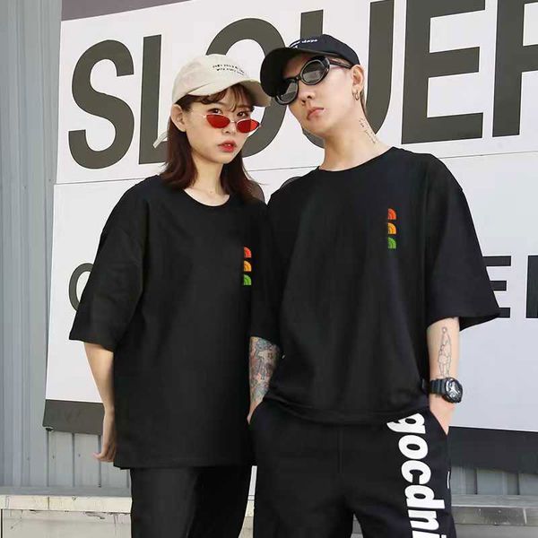 

men's t-shirt designer brand t-shirt summer crewneck short sleeve couple print clothing, White;black