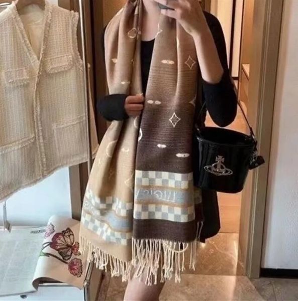 

Designer Scarf Cashmere Echarpe High-grade Scarf Women's Winter Warm Gradient Double-sided Shawl New Sty echarpe designer scarf