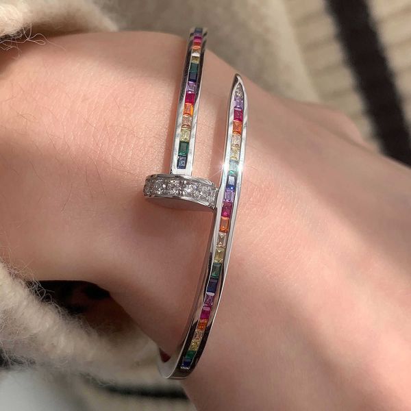 

designer carti bracelet fashion bangle silver industry rainbow zircon bracelet female ins small design light luxury exquisite fashion, Black