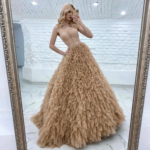 

champagne evening dresses bone bodice fluffy skirt illusion plunging v neck long formal prom party dress designer dresses for special occasi, Black;red