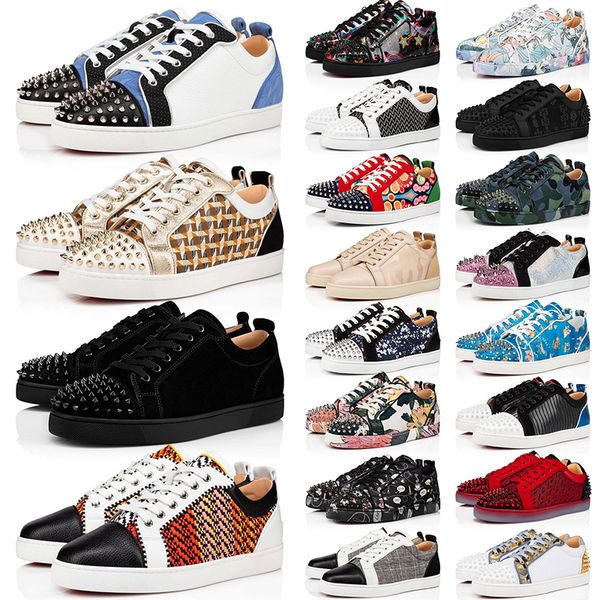 

mens womens red retros casual sneakers shoes platform bottoms loafers rivets low studed spikes designer shoe men women fashion vintage train