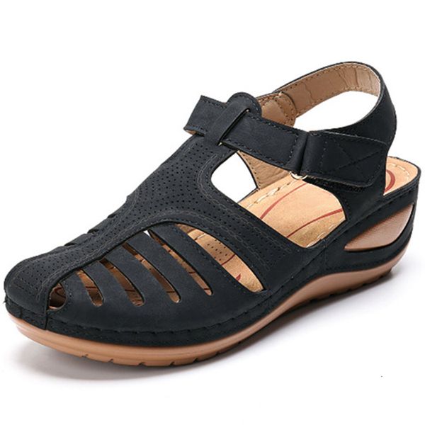 

sandals women's premium orthopedic bunion corrector flats casual soft sole beach wedge vulcanized shoes zapatillas de mujer 230330, Black