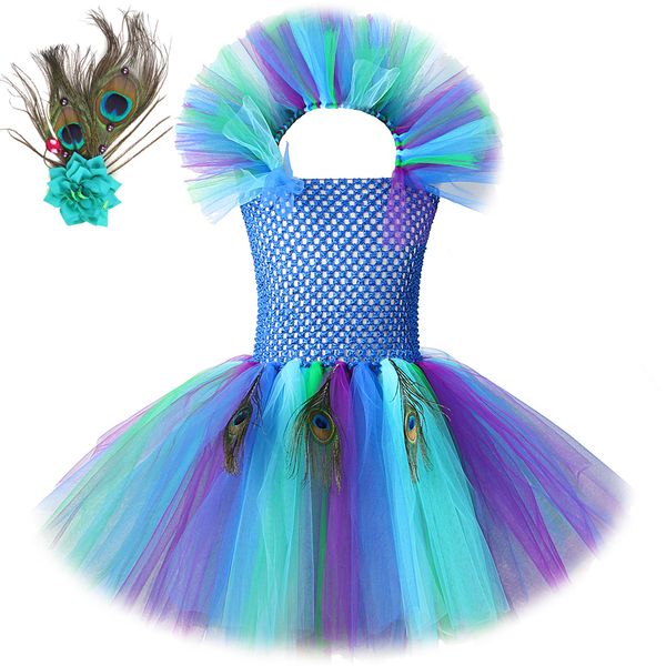 

girl's dresses princess girl peacock tutu dress for kids performance halloween costumes girls pageant fancy dresses dance birthday part, Red;yellow