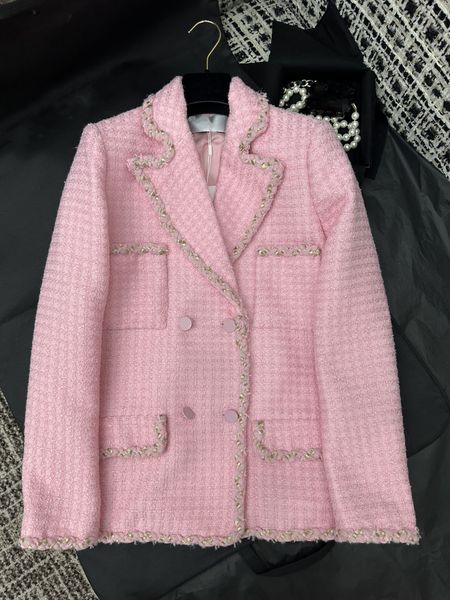 

chan ccc new 2023 women's brand jacket ootd fashion high-end autumn winter long style chains logo tweed coat leisure spring coats cardi, Black;brown
