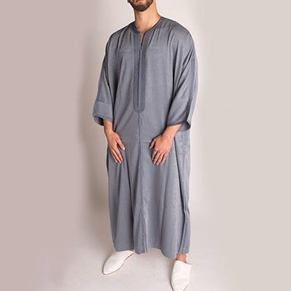 

ethnic clothing durable kaftan arab muslim robe men's jubba thobe long sleeve dubai islamic ethnic dress evening dress fashion loose ca, Red