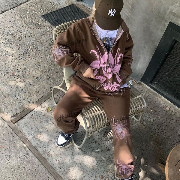 

women's two piece pants women's set gothic grunge spider skull print women's jacket super dalian hoodie and pants harajuku tw, White