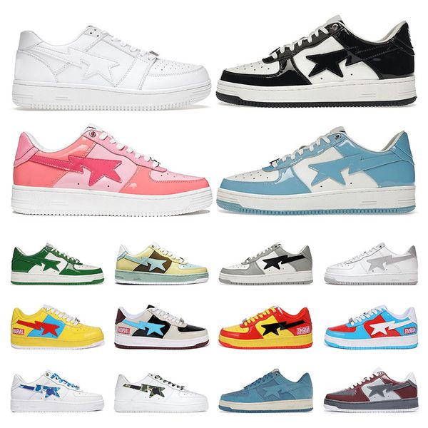 

2023 for men fashion shoes women bapestas sneakers stas low black white blue camo suede combo pink pastel green leather mens trainers size 3