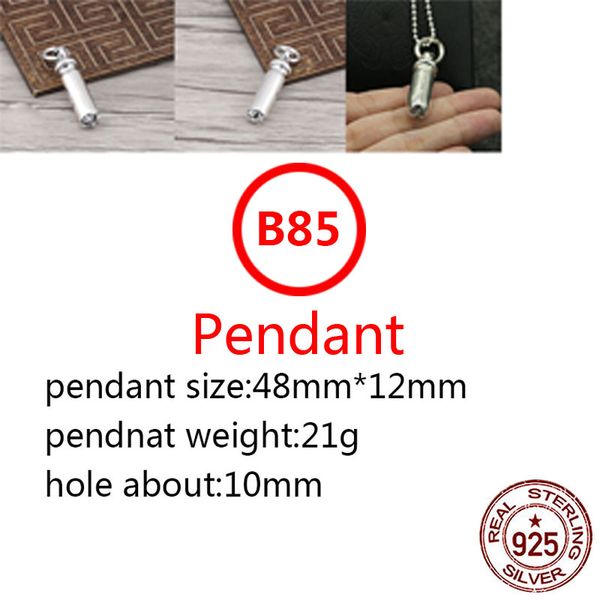 

b85 s925 sterling silver pendant personalized punk style retro hip hop glossy cylindrical cross flower letter shape gift for lovers