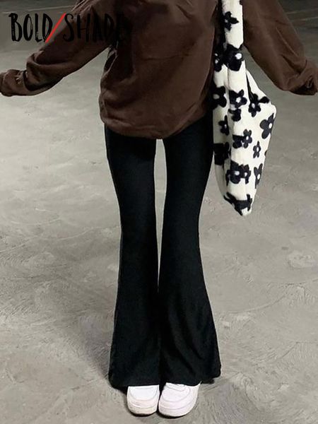 

women's pants capris bold shade grunge 90s urban style boot cut pants high waist black vintage skinny pants fashion indie casual for wo, Black;white