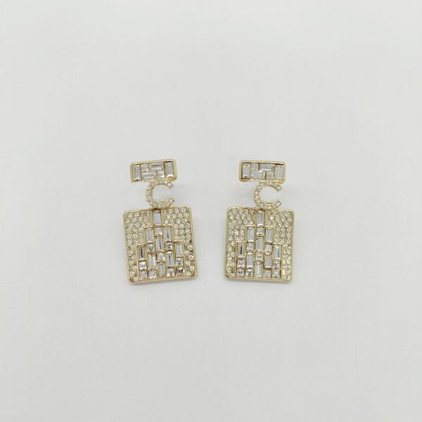 

2023 luxury quality charm brooch and drop earring with diamond bottle shape have box stamp ps7741a, Golden