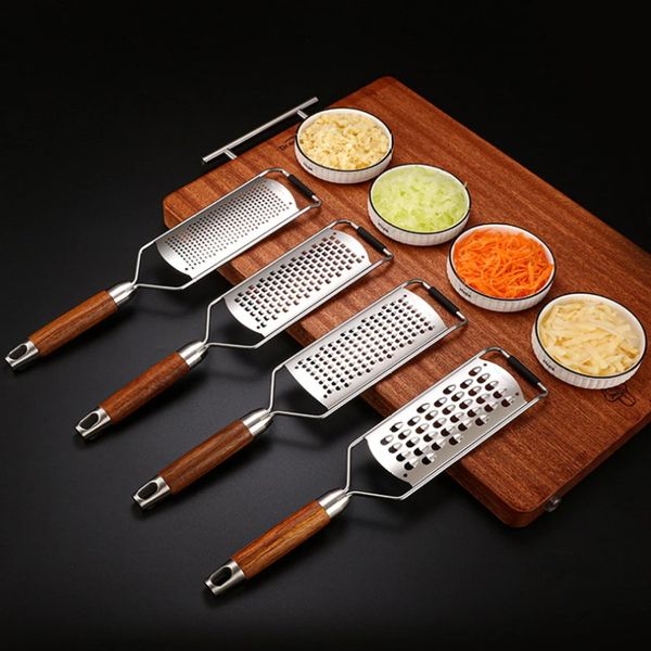 

100pcs/lot cheese graters vegetable tools food slicer stainless steel wooden handheld multifunction tools vegetable grater garlic grinder