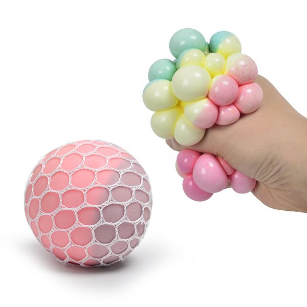 

6.0cm tricolor flour squishy ball fidget toy mesh squish grape ball anti stress venting balls squeeze toys stress relief decompression toys