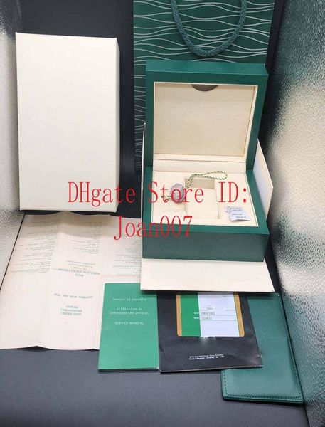 

quality dark green watch box gift case for rrr watches booklet card tags and papers in english swiss watches boxes qualit3163006, Black;blue