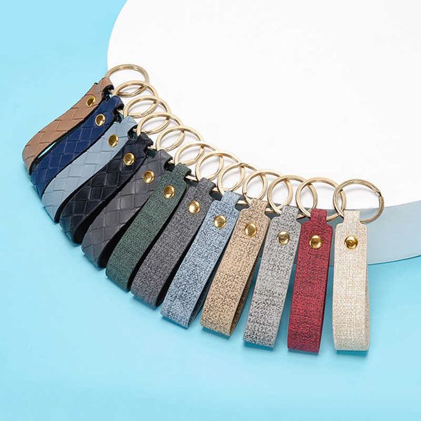 

key rings new woven pu leather car keychain imitation cloth pattern leather key chain holder for car keyring men women jewelry gift aa230329, Slivery;golden