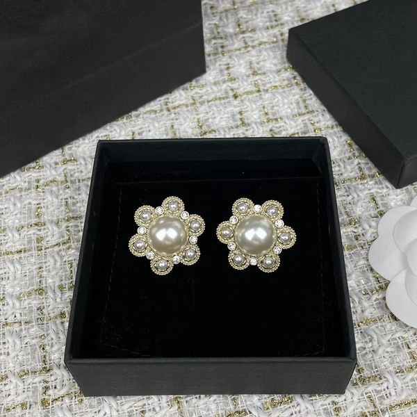 

pearl and diamond earrings original design flower pearl diamond earrings, Golden