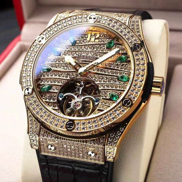 

milles watch men's luxurious and most expensive mantian star mechanical watch bucket shaped diamond set large dial fashion hollow torto, Slivery;golden