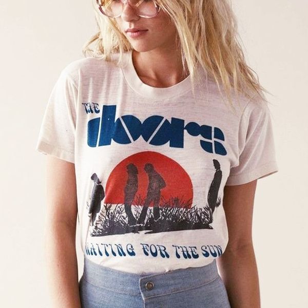 

women s t shirt sunfiz t shirt women doors sun print graphic tee kawaii female clothes casual y2k vintage aesthetic streetwear flora 230330, White