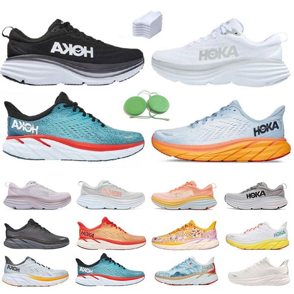 

hoka one bondi clifton 8 men running shoes sneaker cool grey triple black white orange amber yellow goblin blue red men women outdoor traine