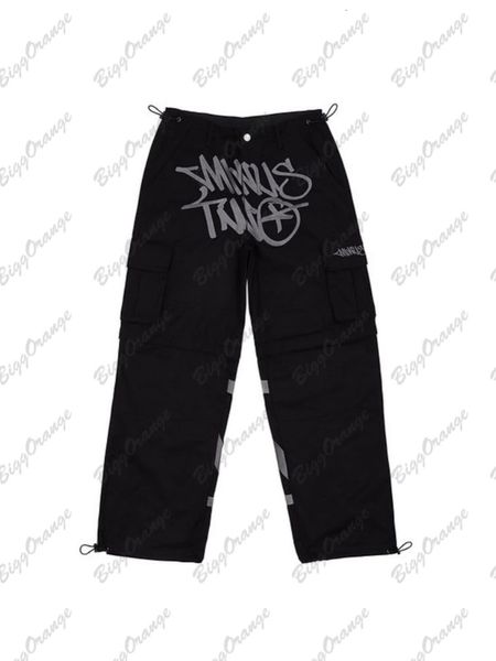 

mens pants y2k men hip hop minus two cargo y2k black overalls harajuku fashion rock wide leg loose baggy trousers streetwear 230329