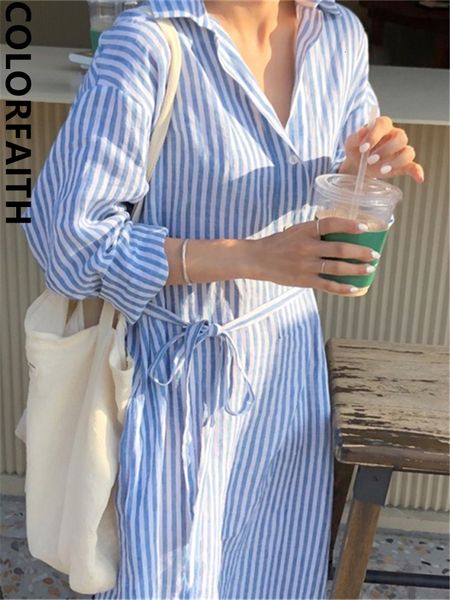 

casual dresses colorfaith dr2268 lace cotton linen shirt dress spring/summer women's fashion chic long dress 230330, Black;gray