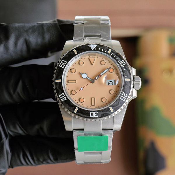 

watch mens watch 3135 movement carbon fiber bezal automatic mechanical fashion watches stainless steel strap wristwatch classic wristwatches, Slivery;brown