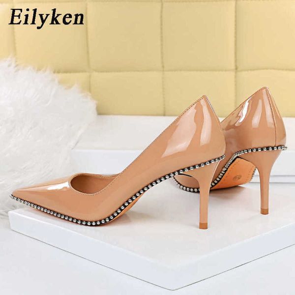

dress shoes 2022 new arrival fashion rivet women pumps high heels shoes pointed toe female wedding pumps woman shoes 221130, Black