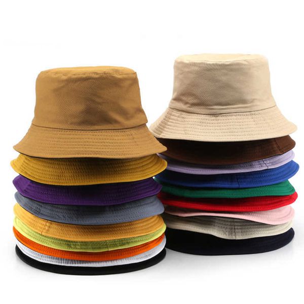 

wide brim hats summer new cotton blk solid color double sided simple bob hip hop bucket hat men's women's panama beh fishing casua, Blue;gray