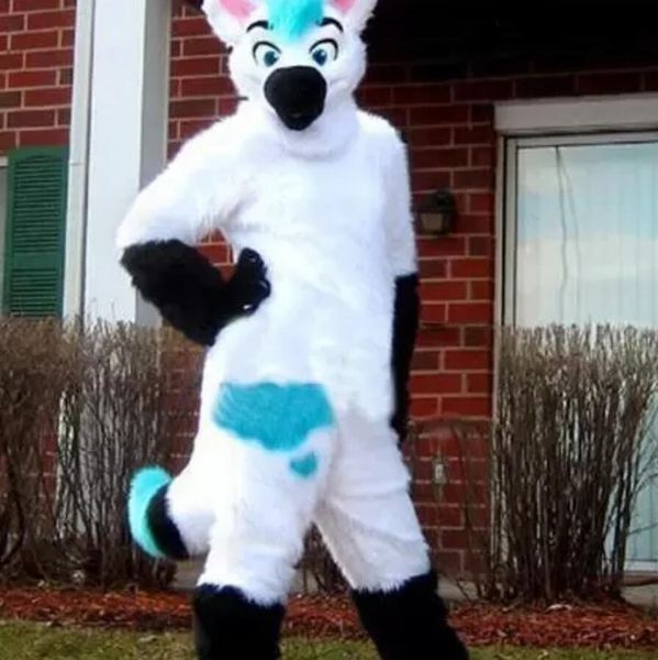 

long fur furry costume husky dog fox mascot costume fursuit wolf white black party fursuit halloween suit size carnival size, Red;yellow