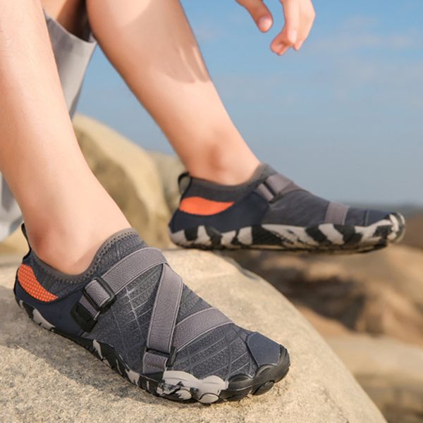 

water shoes elastic men women seaside surfing aqua quick-dry breathable wading antiskid beach barefoot upstream outdoor 230330, Black
