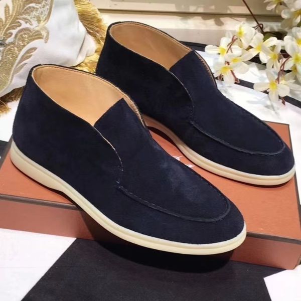 

fashion new loros open walk suede sneaker shoes women casual shoe men casual walking flats luxury designer high dress factory footwear, Black